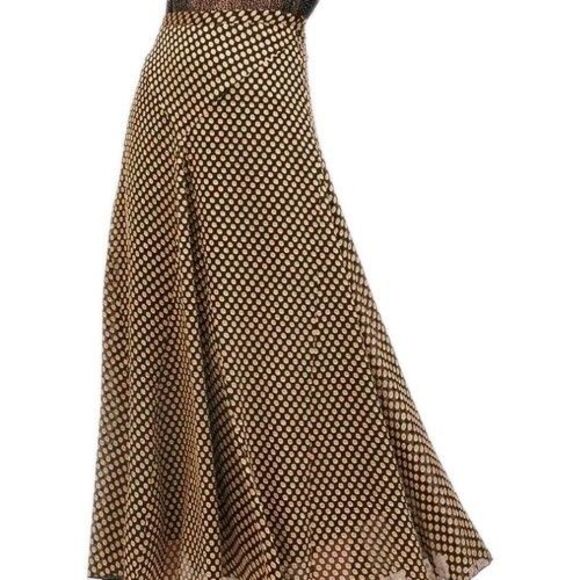 Antik Batik Maxi Skirt Polka Dot Size L/42 Black/Gold Jacquard Cotton Boho NWT - Picture 1 of 8